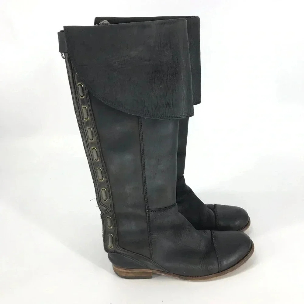 Jeffrey Campbell Pirate Steampunk Zipped Tall laced boots